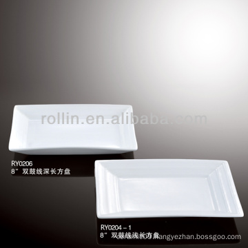 double line rectangular porcelain dinner plates